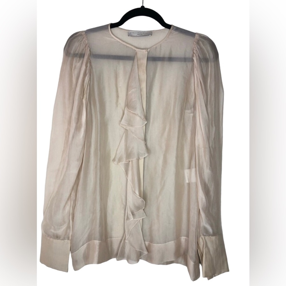 Stella McCartney 100% Silk Button Down Blouse With Ruffles Size 40